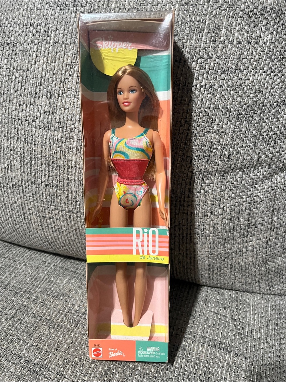 Barbie Multicolor Swirl One-Piece with Red Waist Panel